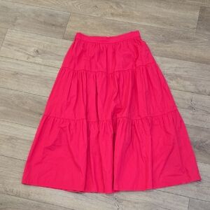 Hudson North Cotton Tiered Maxi Bright Pink A-Line Skirt